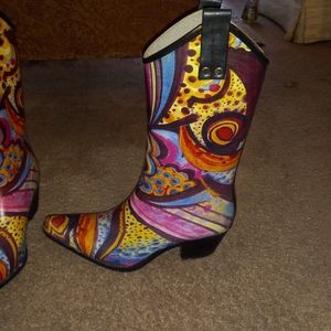 Nomad Womens Size 8 "Yippy" Rain Water Boot Western Style Cowgirl Rubber